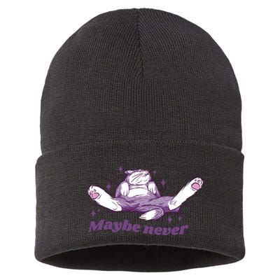 Lazy Cat Maybe Never Funny Sustainable Knit Beanie