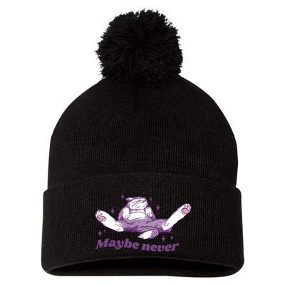 Lazy Cat Maybe Never Funny Pom Pom 12in Knit Beanie