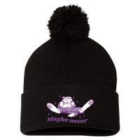 Lazy Cat Maybe Never Funny Pom Pom 12in Knit Beanie