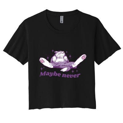 Lazy Cat Maybe Never Funny Crop Top