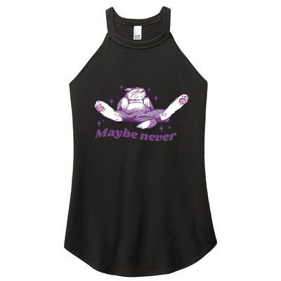 Lazy Cat Maybe Never Funny Women's Perfect Tri Rocker Tank
