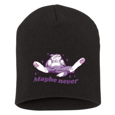Lazy Cat Maybe Never Funny Short Acrylic Beanie