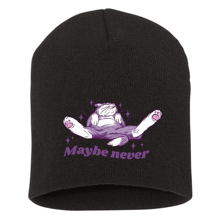Lazy Cat Maybe Never Funny Short Acrylic Beanie
