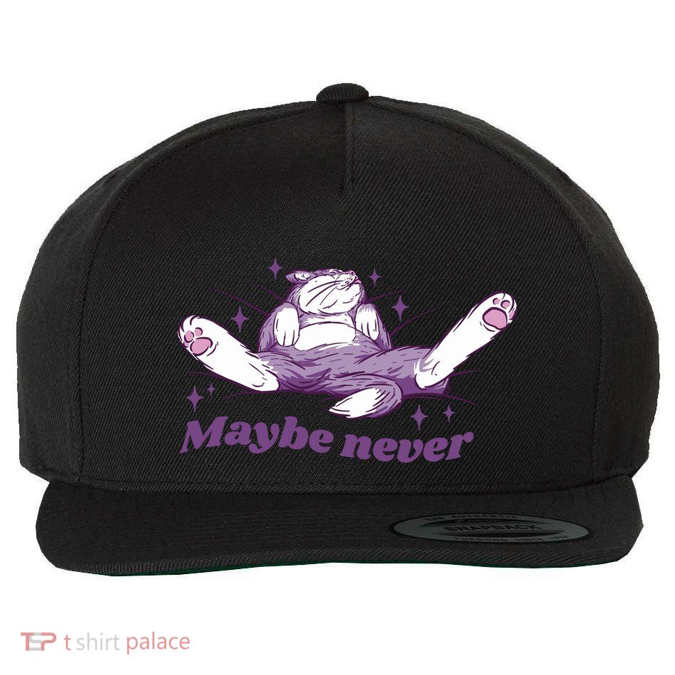 Lazy Cat Maybe Never Funny Wool Snapback Cap