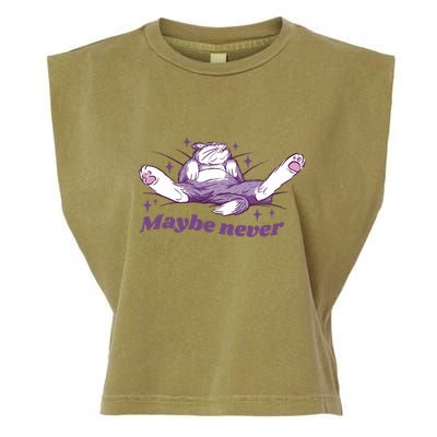 Lazy Cat Maybe Never Funny Garment-Dyed Women's Muscle Tee