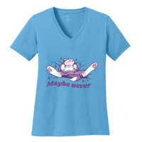 Lazy Cat Maybe Never Funny Women's V-Neck T-Shirt