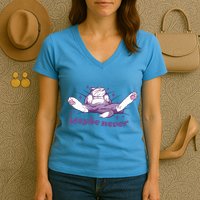 Lazy Cat Maybe Never Funny Women's V-Neck T-Shirt