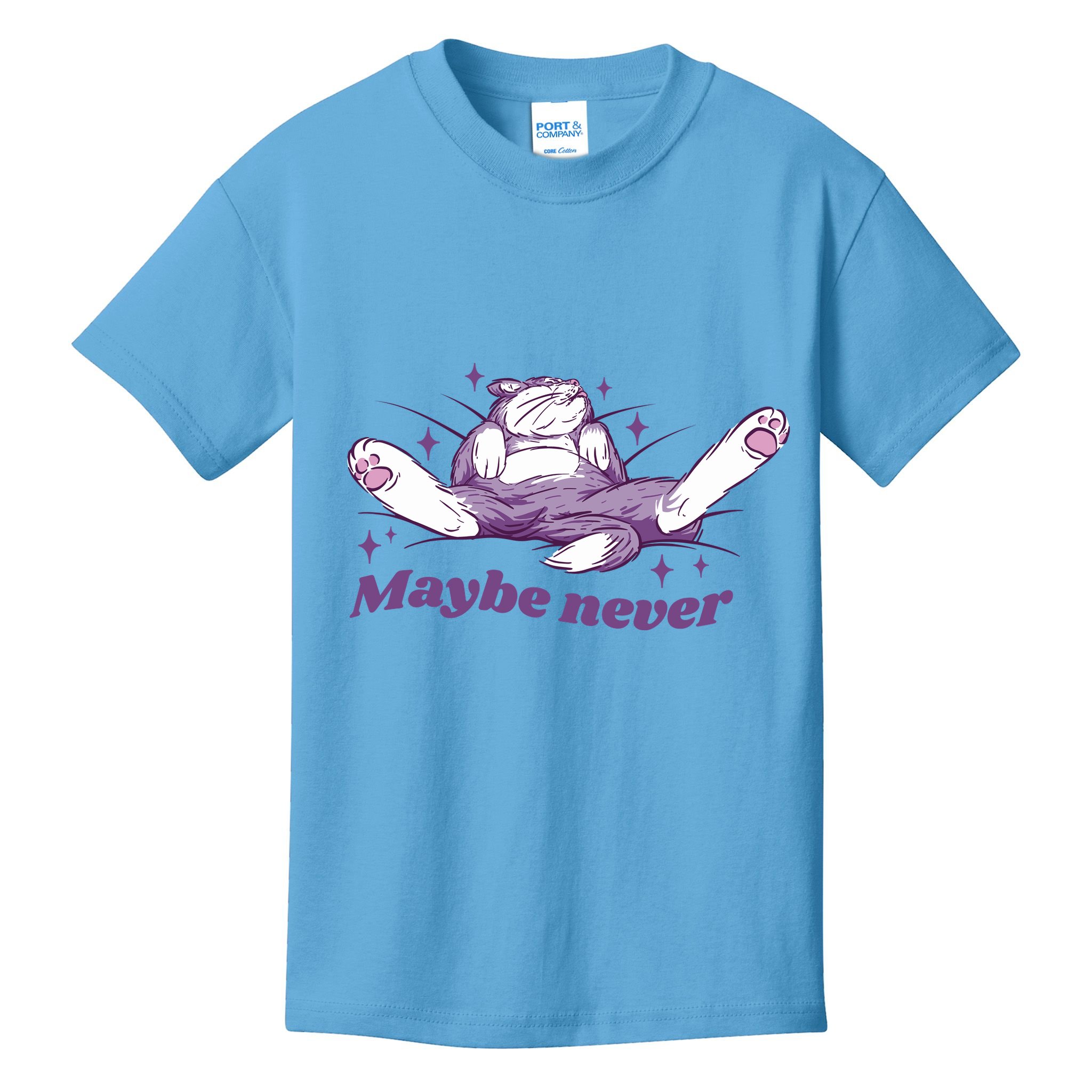 Lazy Cat Maybe Never Funny Kids T-Shirt