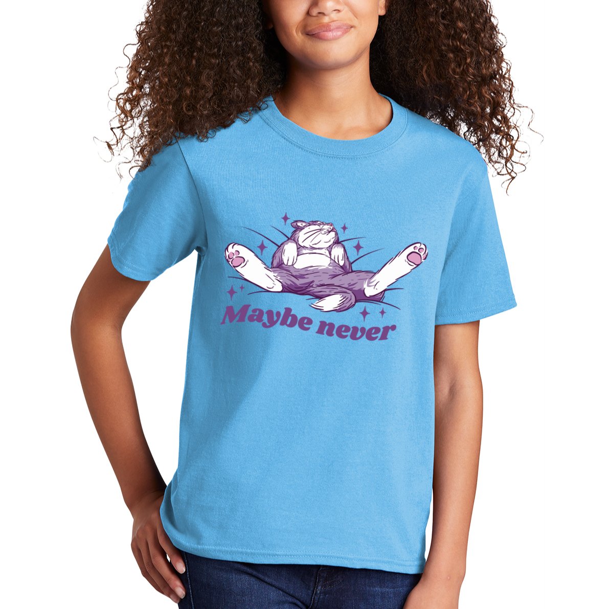 Lazy Cat Maybe Never Funny Kids T-Shirt