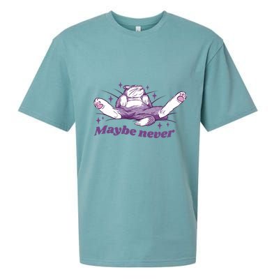 Lazy Cat Maybe Never Funny Sueded Cloud Jersey T-Shirt