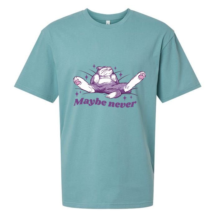 Lazy Cat Maybe Never Funny Sueded Cloud Jersey T-Shirt