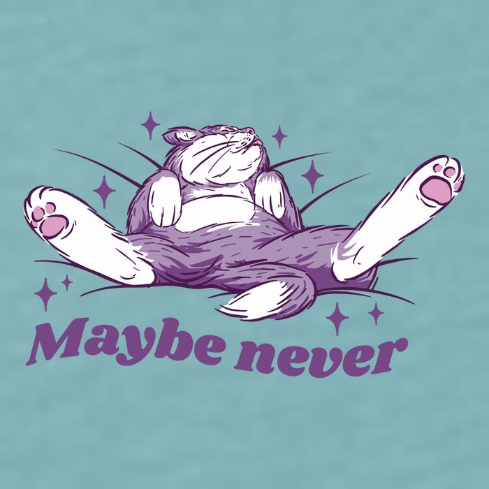 Lazy Cat Maybe Never Funny Sueded Cloud Jersey T-Shirt