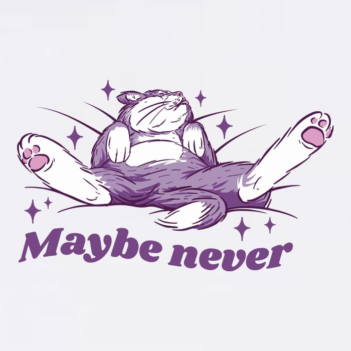 Lazy Cat Maybe Never Funny Garment-Dyed Sweatshirt