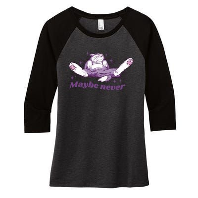 Lazy Cat Maybe Never Funny Women's Tri-Blend 3/4-Sleeve Raglan Shirt