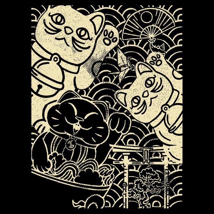 Lucky Cat Maneki Neko Japanese Good Luck Japan Life Cooling Performance Crew T-Shirt