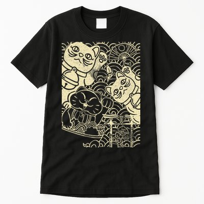 Lucky Cat Maneki Neko Japanese Good Luck Japan Life Tall T-Shirt