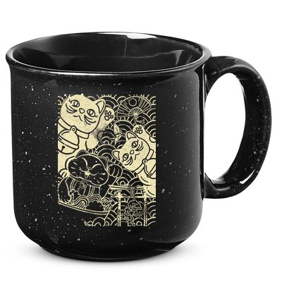 Lucky Cat Maneki Neko Japanese Good Luck Japan Life 15oz Campfire Ceramic Mug
