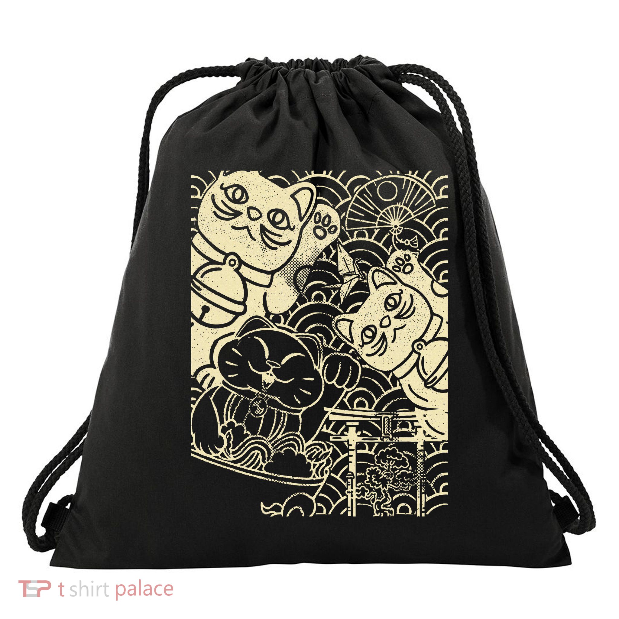 Lucky Cat Maneki Neko Japanese Good Luck Japan Life Drawstring Bag