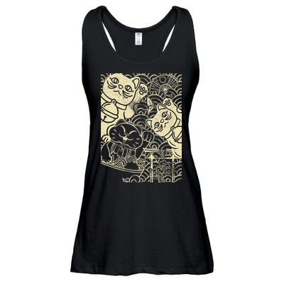 Lucky Cat Maneki Neko Japanese Good Luck Japan Life Ladies Essential Flowy Tank