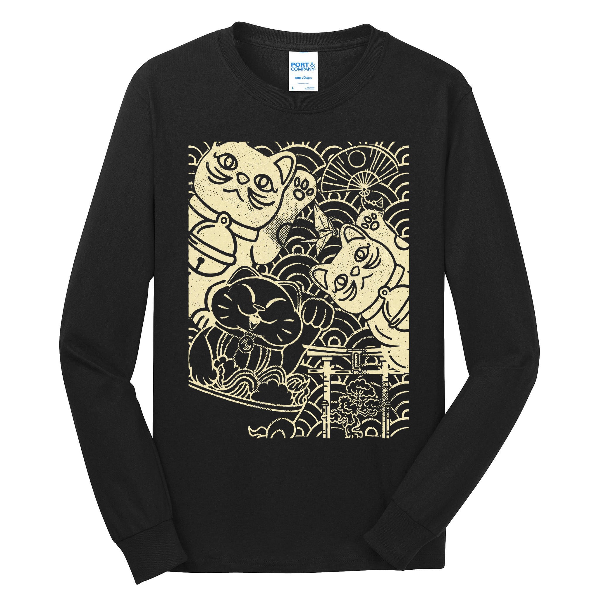 Lucky Cat Maneki Neko Japanese Good Luck Japan Life Tall Long Sleeve T-Shirt