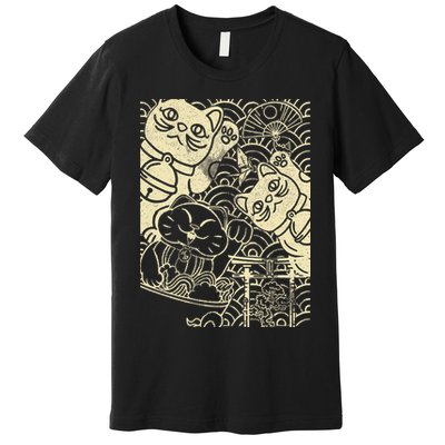 Lucky Cat Maneki Neko Japanese Good Luck Japan Life Premium T-Shirt