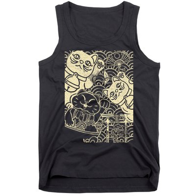 Lucky Cat Maneki Neko Japanese Good Luck Japan Life Tank Top
