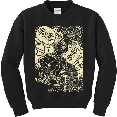 Lucky Cat Maneki Neko Japanese Good Luck Japan Life Kids Sweatshirt