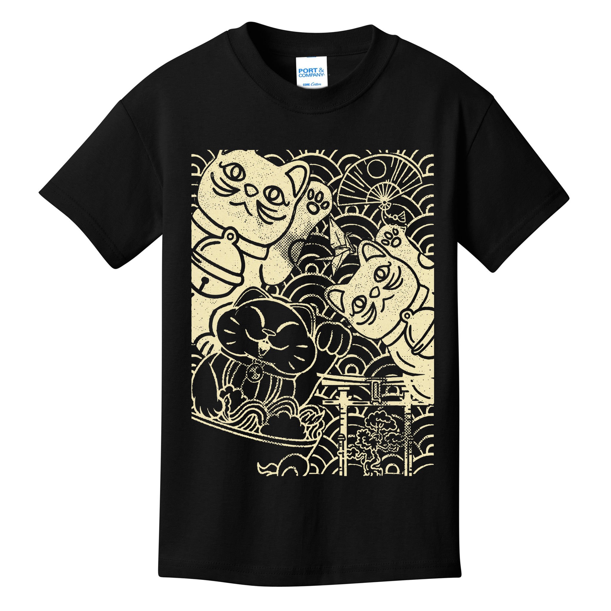 Lucky Cat Maneki Neko Japanese Good Luck Japan Life Kids T-Shirt