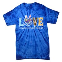 Love Correctional Nurse Bunny Easter Egg Stethoscope Leopard Great Gift Tie-Dye T-Shirt