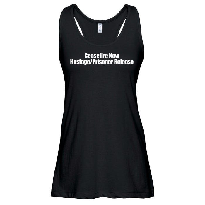 Laphilip Ceasefire Now Hostage Prisoner Release All For All Ladies Essential Flowy Tank