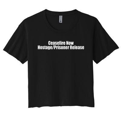 Laphilip Ceasefire Now Hostage Prisoner Release All For All Women's Crop Top Tee