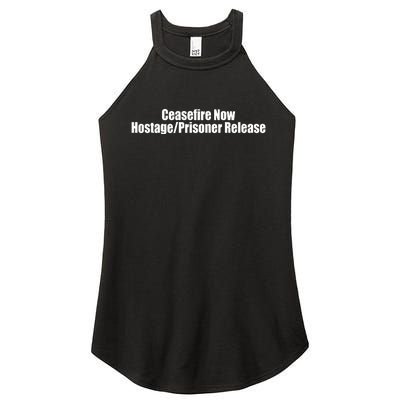 Laphilip Ceasefire Now Hostage Prisoner Release All For All Women's Perfect Tri Rocker Tank