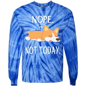 Lazy Corgi Nop Not Today Funny Corgi Dog Lovers Gift Great Gift Tie-Dye Long Sleeve Shirt