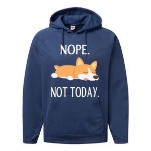 Lazy Corgi Nop Not Today Funny Corgi Dog Lovers Gift Great Gift Performance Fleece Hoodie