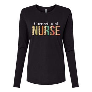 Leopard Correctional Nurse for Student  Womens Cotton Relaxed Long Sleeve T-Shirt