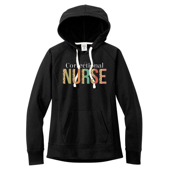 Leopard Correctional Nurse for Student  Women's Fleece Hoodie