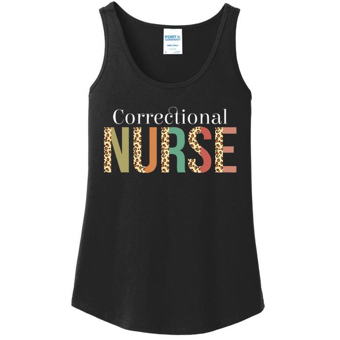 Leopard Correctional Nurse for Student  Ladies Essential Tank