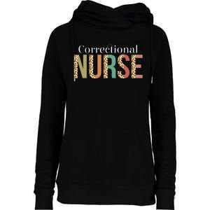 Leopard Correctional Nurse for Student  Womens Funnel Neck Pullover Hood