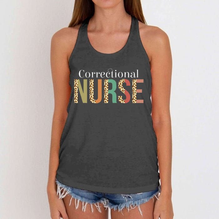 Leopard Correctional Nurse for Student  Women's Knotted Racerback Tank