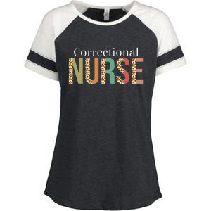 Leopard Correctional Nurse for Student  Enza Ladies Jersey Colorblock Tee