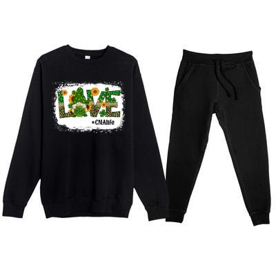 Love CNA Nurse Life Gnome Sunflower Funny St Patrick's Day Premium Crewneck Sweatsuit Set