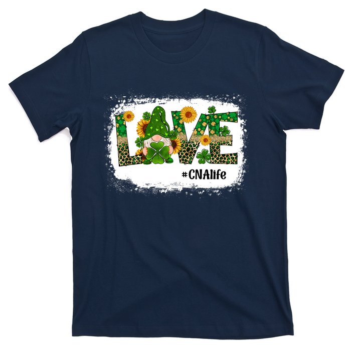 Love CNA Nurse Life Gnome Sunflower Funny St Patrick's Day T-Shirt