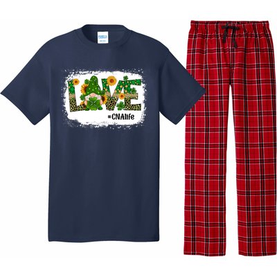 Love CNA Nurse Life Gnome Sunflower Funny St Patrick's Day Pajama Set