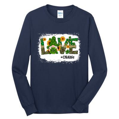 Love CNA Nurse Life Gnome Sunflower Funny St Patrick's Day Tall Long Sleeve T-Shirt