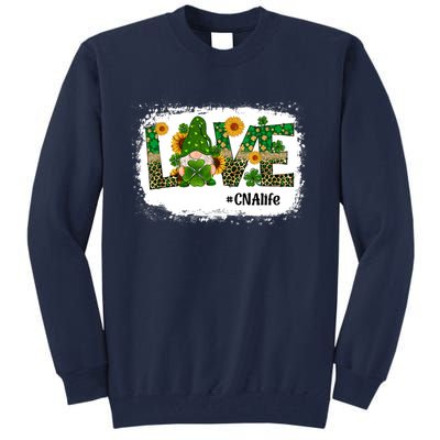 Love CNA Nurse Life Gnome Sunflower Funny St Patrick's Day Tall Sweatshirt