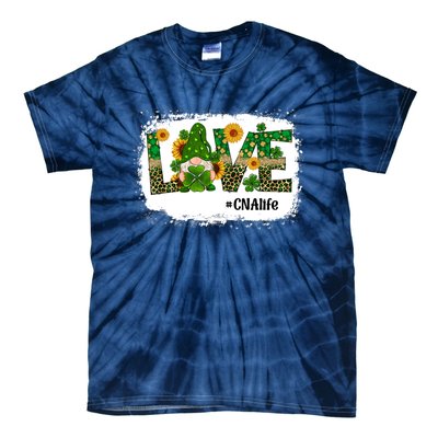 Love CNA Nurse Life Gnome Sunflower Funny St Patrick's Day Tie-Dye T-Shirt