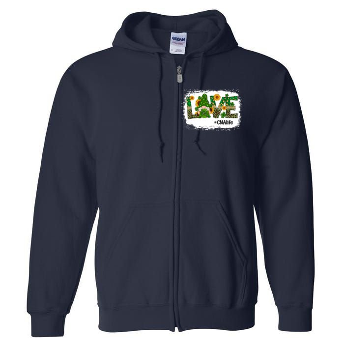 Love CNA Nurse Life Gnome Sunflower Funny St Patrick's Day Full Zip Hoodie