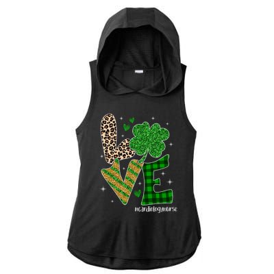 Love Cardiology Nurse Life Leopard Nurse St Patricks Day Gift Ladies PosiCharge Tri-Blend Wicking Draft Hoodie Tank