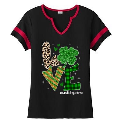 Love Cardiology Nurse Life Leopard Nurse St Patricks Day Gift Ladies Halftime Notch Neck Tee