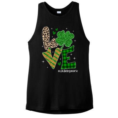 Love Cardiology Nurse Life Leopard Nurse St Patricks Day Gift Ladies PosiCharge Tri-Blend Wicking Tank